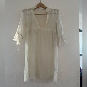 Joie sheer Swiss dot 3/4 sleeve dress